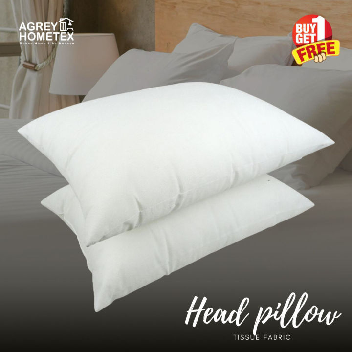 Buy 1 Get 1 Free, Fiber Head Pillow, Tissue Fabric, White, (18"x24")
