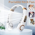 Hanging Neck Fan Portable Cooler Fan USB Rechargeable mini fan 360 ° Neckband LED Display Electric Fan Leafless Air Conditioner. 