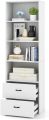 Nice Furniture 4 Shelf Bookcase with 2 Drawers, Tall Bookshelves and Bookcases, Vertical Bookshelf Tower, Wood Storage Shelves, Modern Book Shelf for Bedroom, Living Room, Home Office 72/18. 