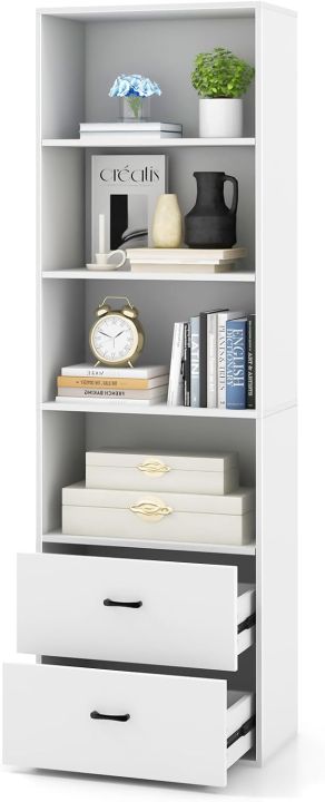 Nice%20Furniture%204%20Shelf%20Bookcase%20with%202%20Drawers,%20Tall%20Bookshelves%20and%20Bookcases,%20Vertical%20Bookshelf%20Tower,%20Wood%20Storage%20Shelves,%20Modern%20Book%20Shelf%20for%20Bedroom,%20Living%20Room,%20Home%20Office%2072/18%20-%20Image%203