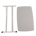 Small Folding Table Space Saving Folding Table PE and Steel Pipe White Rectangular Portable for Bedside for Dining Room. 