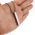 Rectangle Bar Pendant Necklace Chain for Men Pendant Necklace Classic Stainless Steel Cuban Chain Necklace For Men Jewelry Gift.