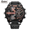 Oulm Huge Two Time Zone Men's Watches Top Luxury Brand Male Quartz Big Size Watch Individuality Large Men Military Wristwatch.