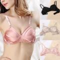 Womens Ultrathin Silk Satin Bra Wireless Comfortable Bralette Underwear Lingerie.
