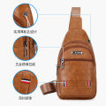 Cross-Border Hot Selling City Casual Chest Bag Men's Business LeisurePUSports Backpack Simple Waterproof Zipper Shoulder Bag. 