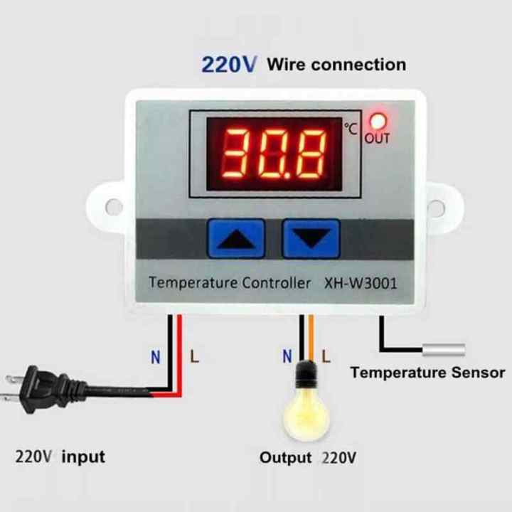 XH-W3001 10A Digital Temperature Controller Quality Thermal Regulator Thermocouple Thermostat with LCD Display 12V 24V 220V -Silver