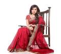 Eye Catching Design with Luxurious Collection Rich Fabric Cherry-Red Colour Traditional Unstitched Weightless Sharee for Women. 