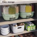 6-Grid Rotating Grid Grain Rice Dispenser Sealed Cereal Separate Bucket Dry Food Container Round Rice Storage Tank Storage Box. 