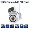 2.4G/5G HD 8MP PTZ Wifi Camera 1/2PCS Four Screens Full Color Night Vision Security Human Detection Audio Tracking Surveillance. 
