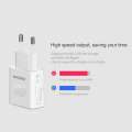 JOYROOM L-L221 5V 2A Portable Dual USB Ports Smart Charge Travel Charger with 1m Micro USB Charging Cable White Color. 
