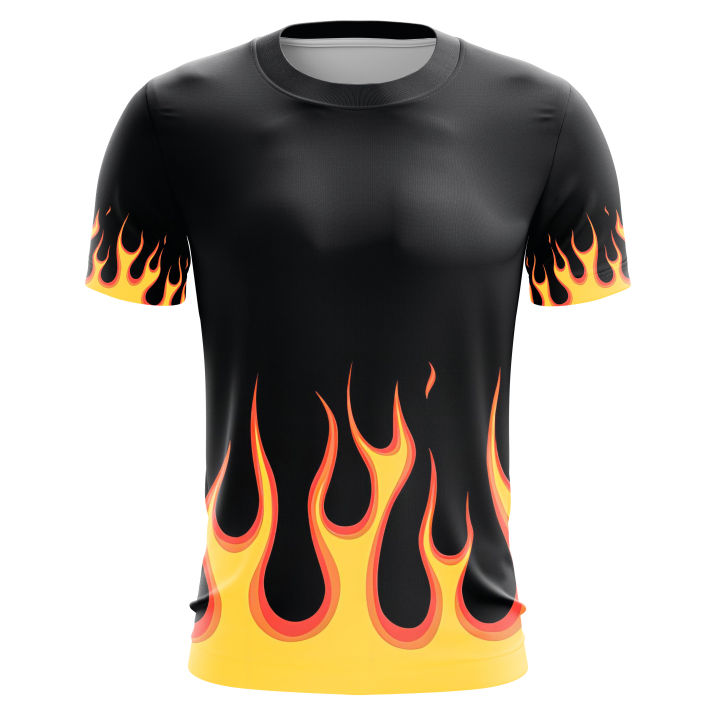 【Versatile】 Flame Burn Vintage T Shirt Summer Men Fashion 3D Print Cool Hip Hop Tops Street Casual Sports Oversized Short Sleeve Pullover