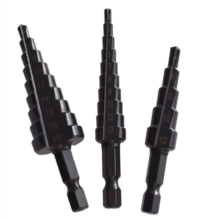 JAERBEE%204Pcs%203-12%204-12%204-20mm%20HSS%20Straight%20Groove%20Step%20Drill%20Bit%20Nitride%20Twist%20Drill%20Wood%20Metal%20Hole%20Cutter%20Core%20Drilling%20Tools%20-%20Image%203