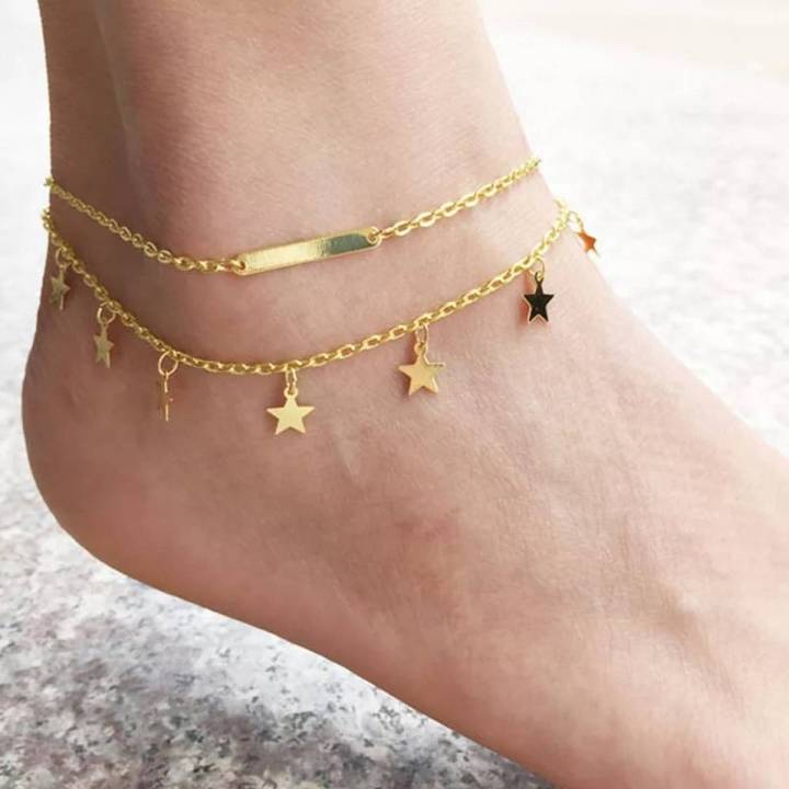 Double chain Star [Payel)anklet for women