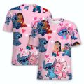 Funny Disney T-Shirts Lilo and Stitch Cartoon Anime 3D Print Men Women Casual Fashion Oversized T Shirt Kids Boy Girl Tees Tops.
