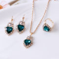 Fashion Jewelry Set Women Banquet Wedding Party Necklace Earrings Finger Ring. 