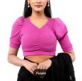 Cotton Half Body short Sleeve Crop Tops Blouse for Women. 