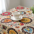 Retro Sunflower Pattern Lace Cotton Linen Fabric Tablecloth Table Cover Decor. 