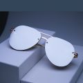 Trendy Cool Metal Frame Rimless Aviator Sunglasses, For Men Women Outdoor Party Vacation Travel Driving Decors Photo Props, 4 Colors Available. 