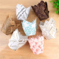 50pcs/bag Newspaper Style Cupcake Liner Baking Cup For Wedding Caissettes Tulip Muffin Cupcake Paper Cup Oilproof Cake Wrapper. 