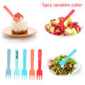 5Pcs Colorful Plastic Fruit Fork Mini Cartoon Snack Cake Dessert Food Pick. 