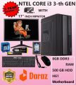 Intel Core i3 3th Generation RAM 8GB HDD 500GB Graphics 2GB Built in Gaming PC Win 10 64 Bit And 'Monitor 17 inch' Keyboard & Mouse Full NEW Desktop Computer Set. 
