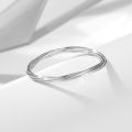 S925 Sterling Silver Simple Bracelet Geometric Lines Cord for Braiding Ring Women's Affordable Luxury Fashion Normcore Style Ring Jewelry.