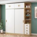 Minimalist 7/4 Fit Sliding Door with Top Cabinet & Side Cabinet Modern House Bedroom Almirah, Clothe Shelf Storage with Coat Hanger Storage Wardrobe.