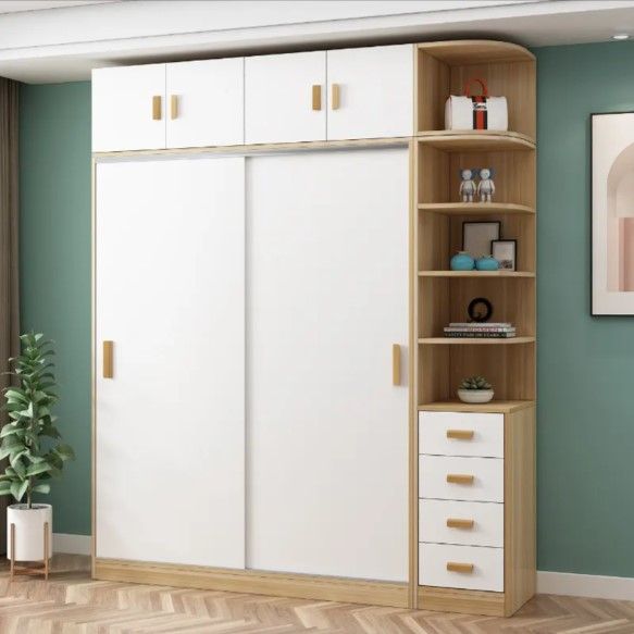 Minimalist%207/4%20Fit%20Sliding%20Door%20with%20Top%20Cabinet%20&%20Side%20Cabinet%20Modern%20House%20Bedroom%20Almirah,%20Clothe%20Shelf%20Storage%20with%20Coat%20Hanger%20Storage%20Wardrobe%20-%20Image%206