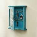 Wooden Key Box, Retro, Wall, Key Cabinet with Magnetic Door, Solid Wood Storage with 6 Hooks -A. 
