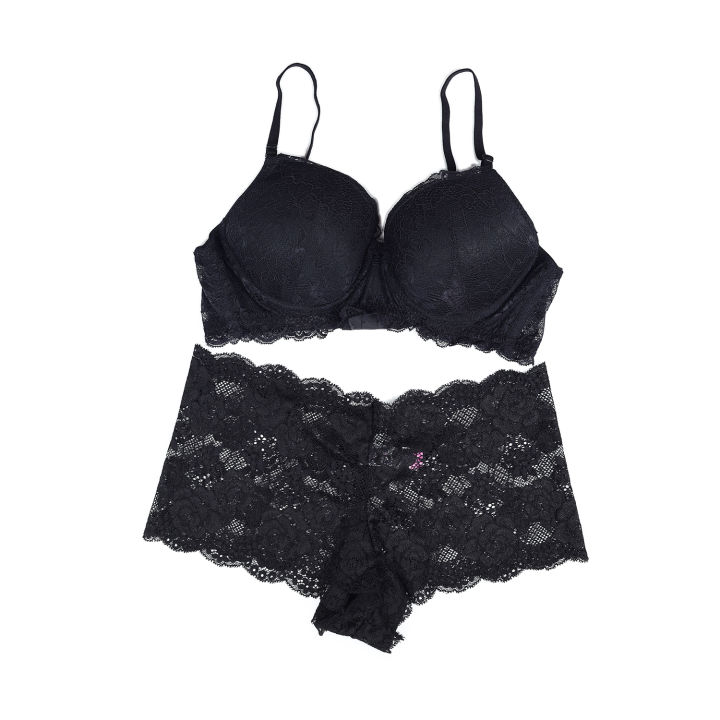 Black Color Soft Net Bra Panty Set For Girls And Women's-01 set