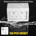 Helpful Waterproof IP55 13A Two Socket Plug Outdoor Storm Power Switched Damp.
