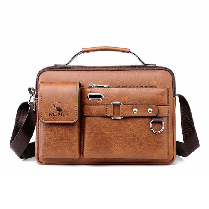 Mens leather travel shoulder bag on sale