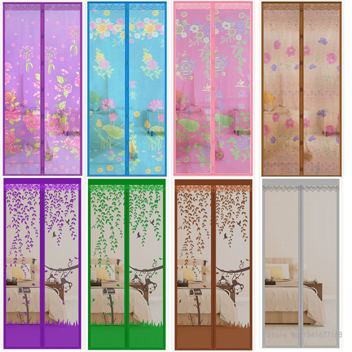 Anti-Mosquito Screen Door Curtain, Pattern Household Bedroom, Self-Adhesive Partition, Magnetic Soft Screen