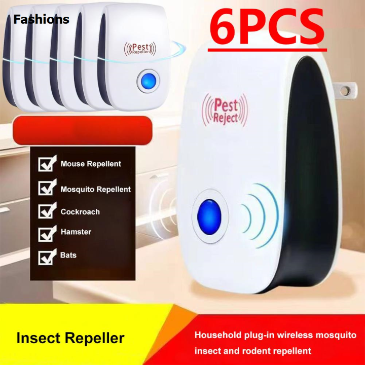 Fashions 6-1PC Ultrasonic Pest Repeller Plug In Pest Repellent Long Range Pest Control Device Multi-Function for Mosquito Spider Ants