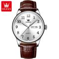 OLEVS 5535L  PU Leather Analog Wrist Watch For Men. 
