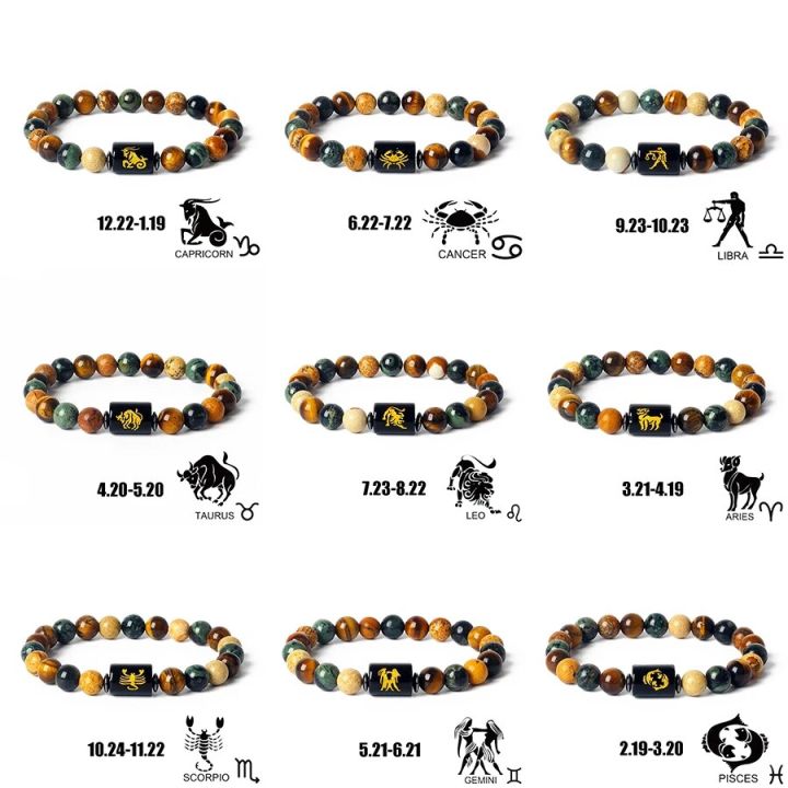 Leo Libra Zodiac Sign Bracelet Homme 12 Constellation Bangles