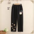 Autumn New Girls' High Waist Cat Printed Pocket Trousers. 