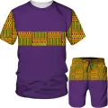 【2023】 3D Print African Dashiki Men's T Shirt Shorts Tracksuits Suit Summer Short Sleeve Men Folk Custom Outfits Plus Size Men Sets. 