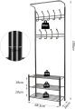 Full Metal 3 Layer Coat Rack Stand with Shoe Storage 9 Hooks Anti-tip Kit. 