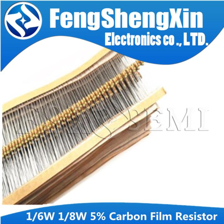 100pcs 1/6w 1/8w (0.125w)5% Carbon Film Resistor 1R~1M 2.2R 10R 22R 47R 51R 100R 150R 470R 1K 4.7K 10K 47K 1 2.2 10 22 47 51 100