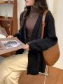Autumn and Winter New 2022 Sweater Knitted Cardigan Women's Thick Knitted Loose Lazy French Retro Mid-Length Coat.