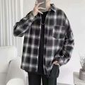 Guangdong Internet Celebrity Rent Male Same Style High Quality Plaid Shirt Men Korean Style Trendy Coat Slim Clothes Men.