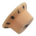 Cream Dark Blue Font 1 Volume & 2 Tone Guitar Control Knobs for Fender Strat & 1Pc Black Guitar Endpin Jack 6.35 Input.