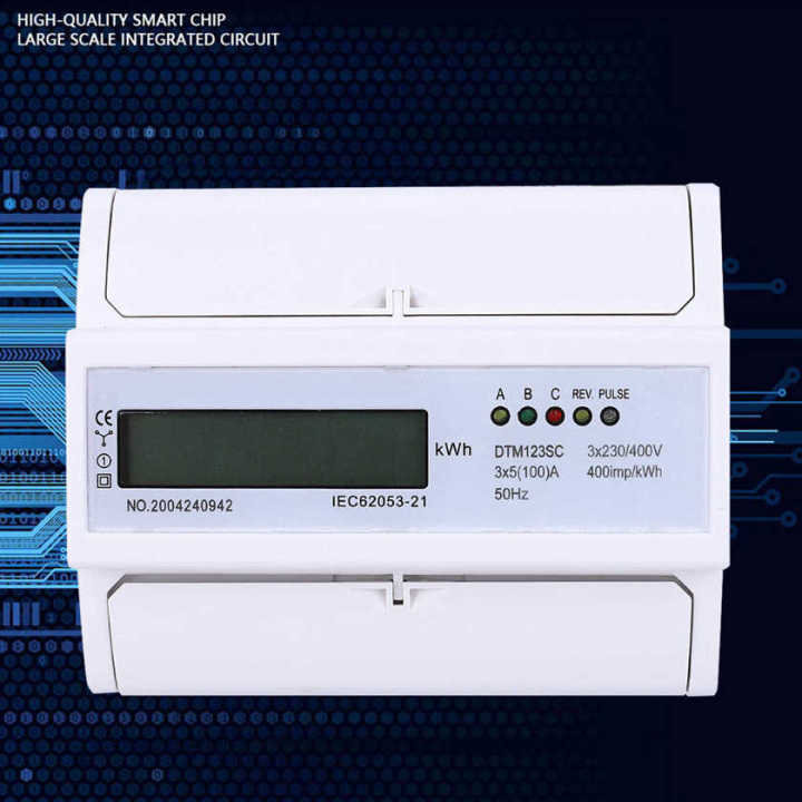 230/400V%205-100A%20Energy%20Consumption%20Digital%20Electric%20Power%20Meter%203%20Phase%20KWh%20with%20LCD%20-%20Image%204