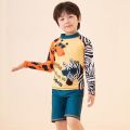 New 2022 Boys Swimwear Children Sun Protection Kids Cute Long Sleevezebra-stripe Boy Two Pieces Swimsuit. 