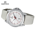 NAVIFORCE 8031 Silver-White Sport Quartz watch for men Silicone strap with Date Alloy Case wristwatch -Silver&White.