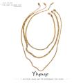Yhpup Stainless Steel Chain Layered Necklace Separated Set for Women Statement Golden Metalic Waterproof Collar Necklace Jewelry.
