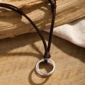 Adjustable Long Rope Chain with Circle Ring Pendant Necklace Men Vintage Jewelry on the Neck Accessories 2023 Fashion Male Gifts.