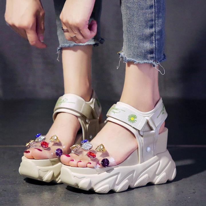 2023Summer New Thick Bottom Colorful Rhinestone Sports