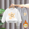 Girls Sweatshirt Set 2023 New Fleece Winter Style Girls Foreign Tops Children's Clothes Baby Pants Autumn and Winter. 